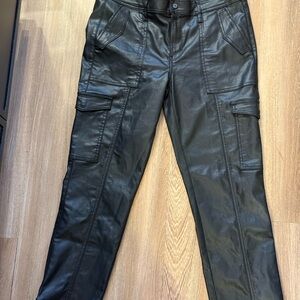 White House Black Market Black Mid-Rise Faux Leather Pants